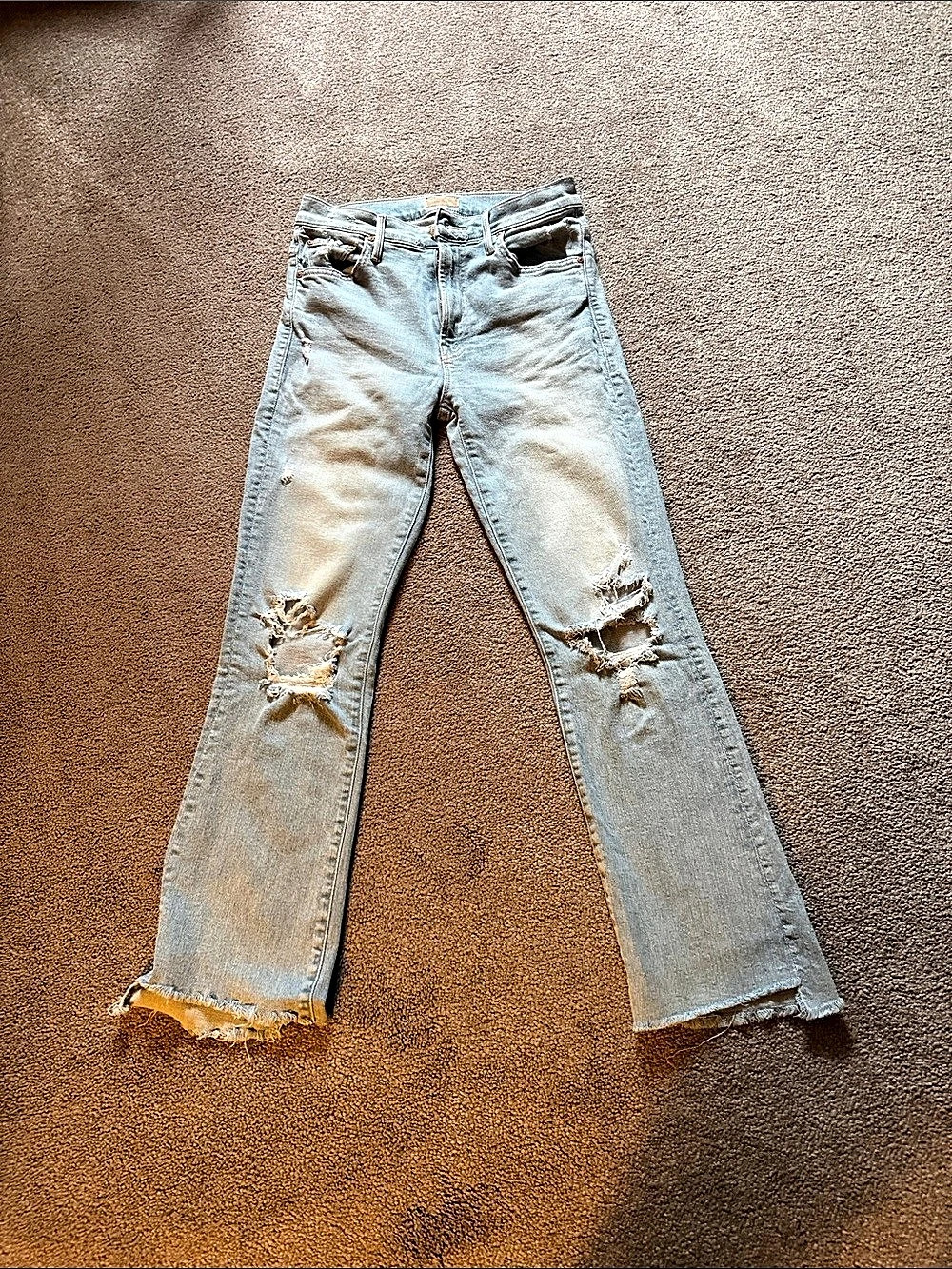 Mother Distressed Flare Jeans Blue Waist 27
